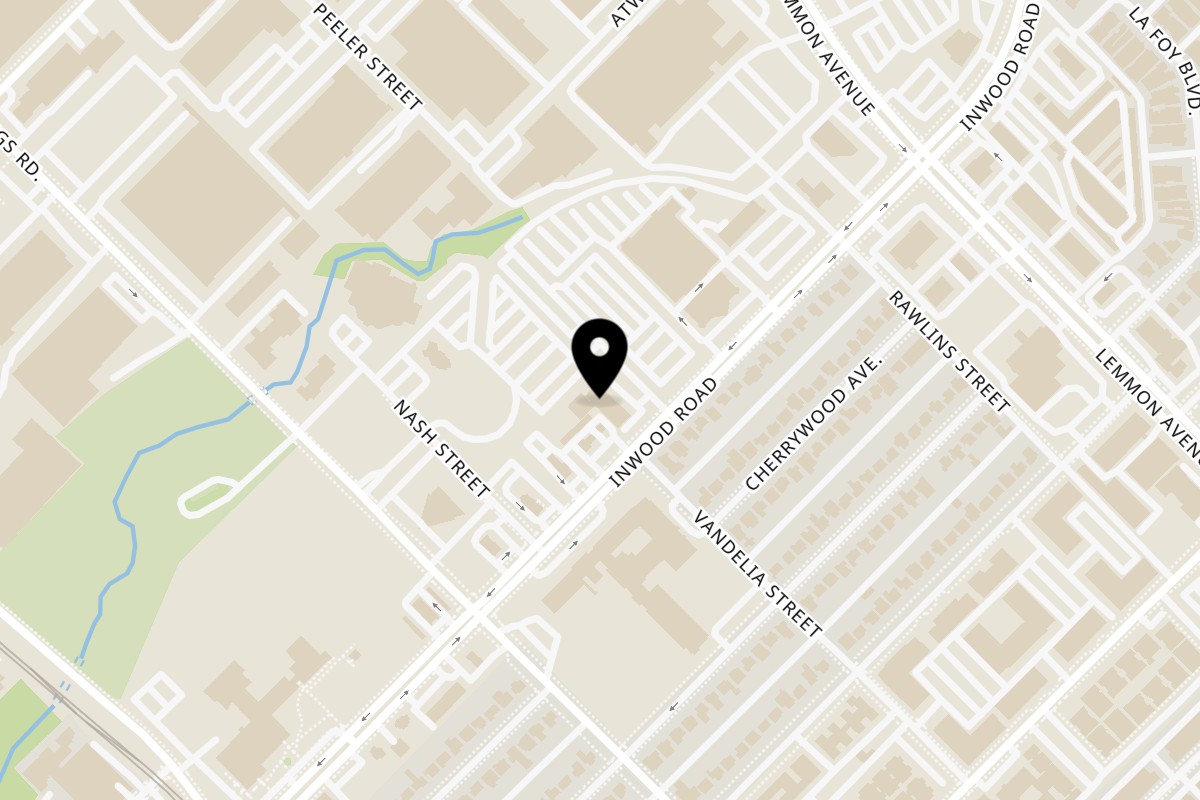 Map showing the location of Big Al's Smokehouse BBQ on 3317 Inwood Rd in Dallas